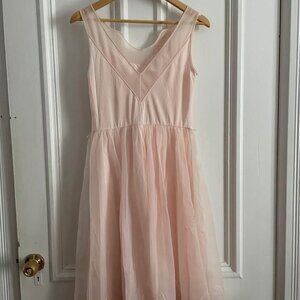 Vintage 1950s Blush Pink Chiffon Dress – Size Medium